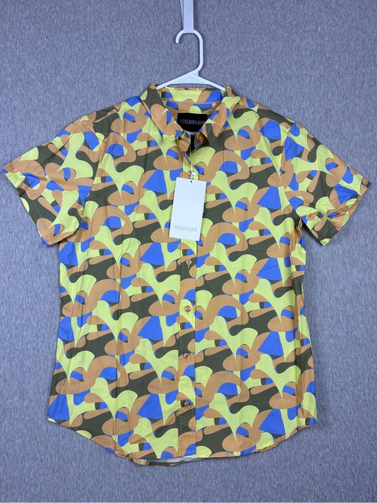 Wildfang Other - Wildfang The Essential Short Sleeve Button Up - featuring a vibrant neon camo